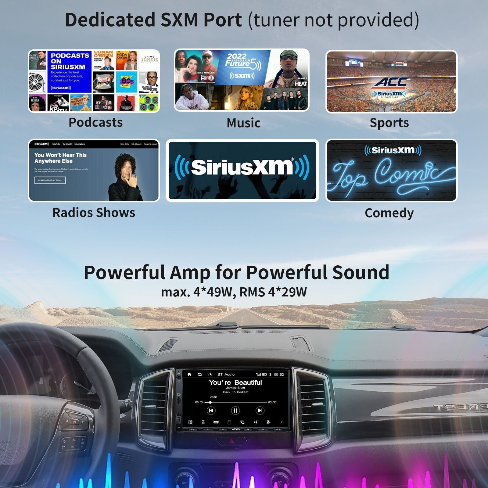 ATOTO F7XE 7inch QLED Double Din Car Stereo with Bluetooth,Wireless Carplay&Android Auto Car Radio with SiriusXM,Quick Charge