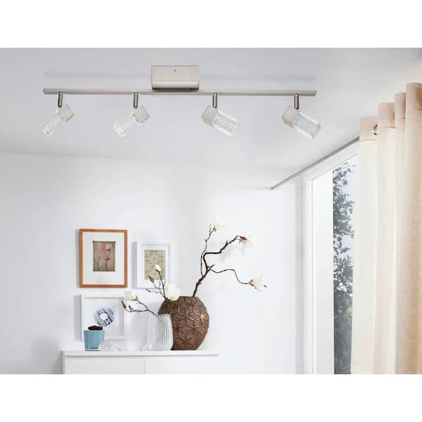 Cantil 33.19 in. Matte Nickel LED Track Lighting Kit with Clear Acrylic Shades