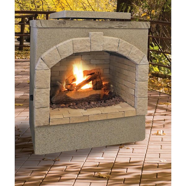 59 in. Tile and Stucco Propane Gas Outdoor Fireplace