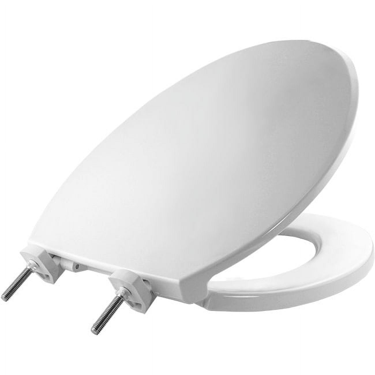 Bemis Elongated Hospitality Plastic Toilet Seat in White with STA-TITE Commercial Fastening System