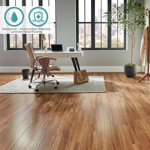 Defense+ Roselawn Teak 14 mm T x 5.2 in. W Waterproof Laminate Wood Flooring (13.7 sqft/case)