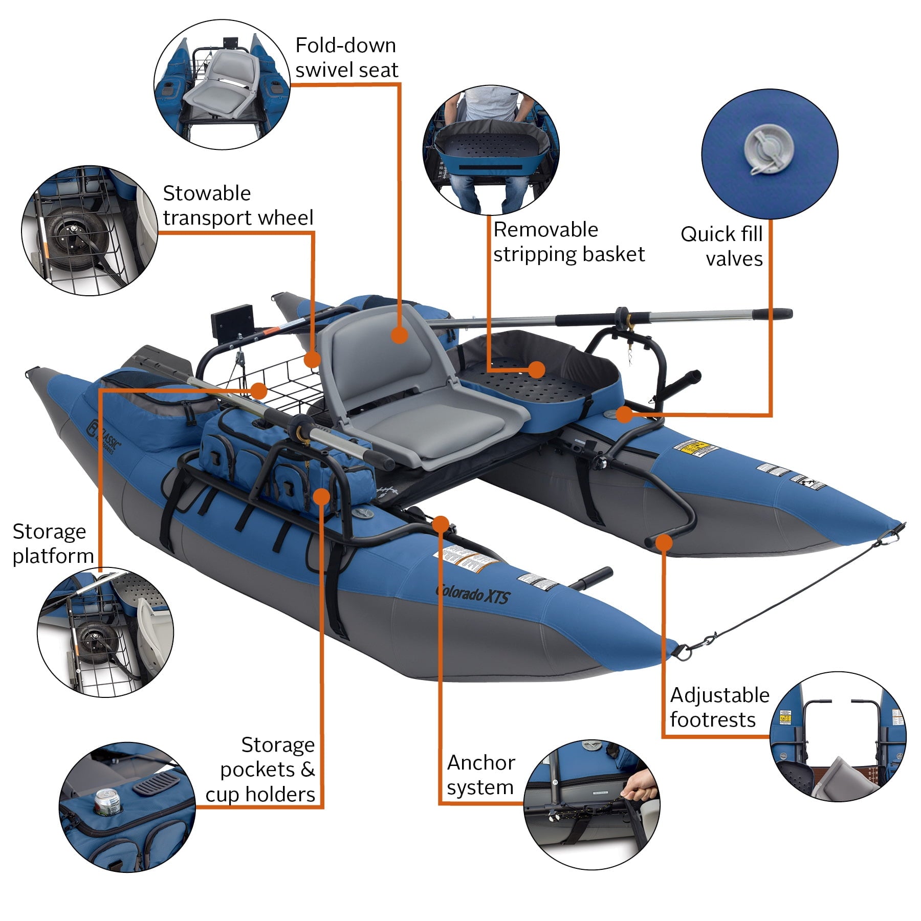 Classic Accessories Colorado XTS Pontoon Boat with Swivel Seat