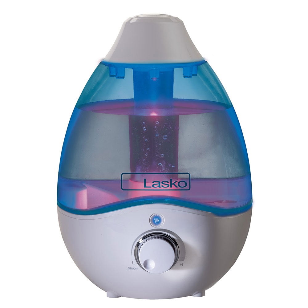 Lasko Ultrasonic Cool Mist Humidifier with Scent Tray and Nightlight, UH200, White and Blue