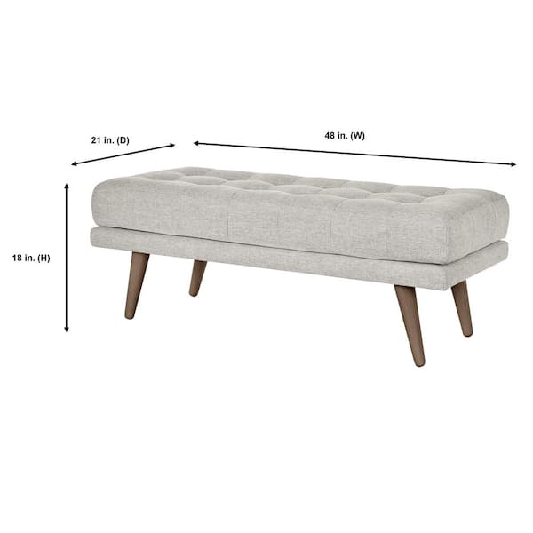Whaverton Dining & Living Upholstered Accent Bench in Stone Gray with Oak Base (48