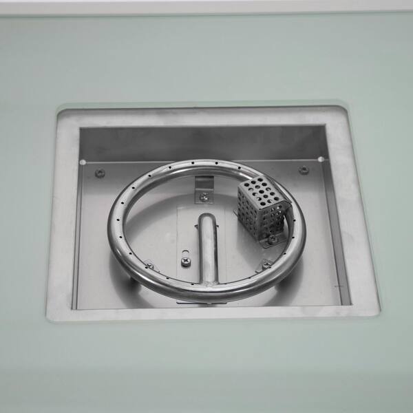 Walbrooke Modern White Patio Square Fire Pit Table with Aluminum Slats Frame