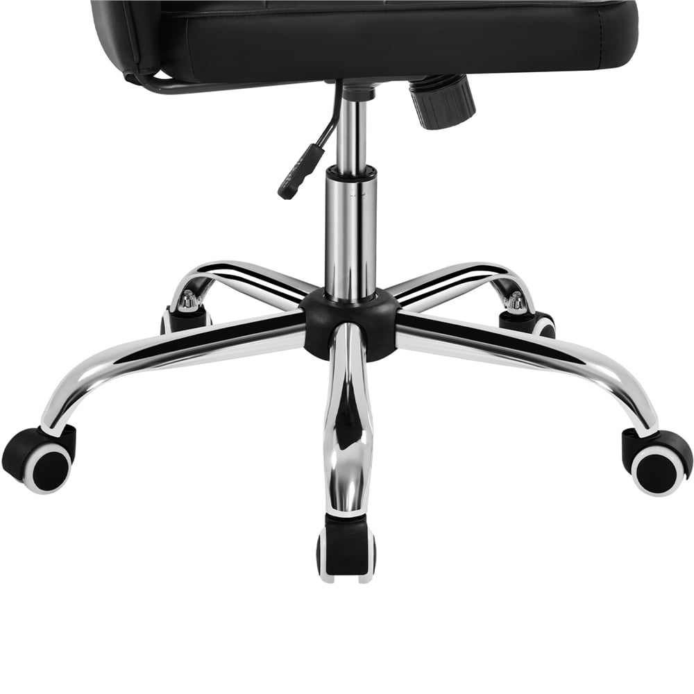 Yaheetech Modern Faux leather Tufted Armless Office Chair,Black