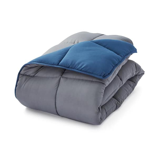 Down Alternative Reversible Quilted King Comforter in Navy/Grey