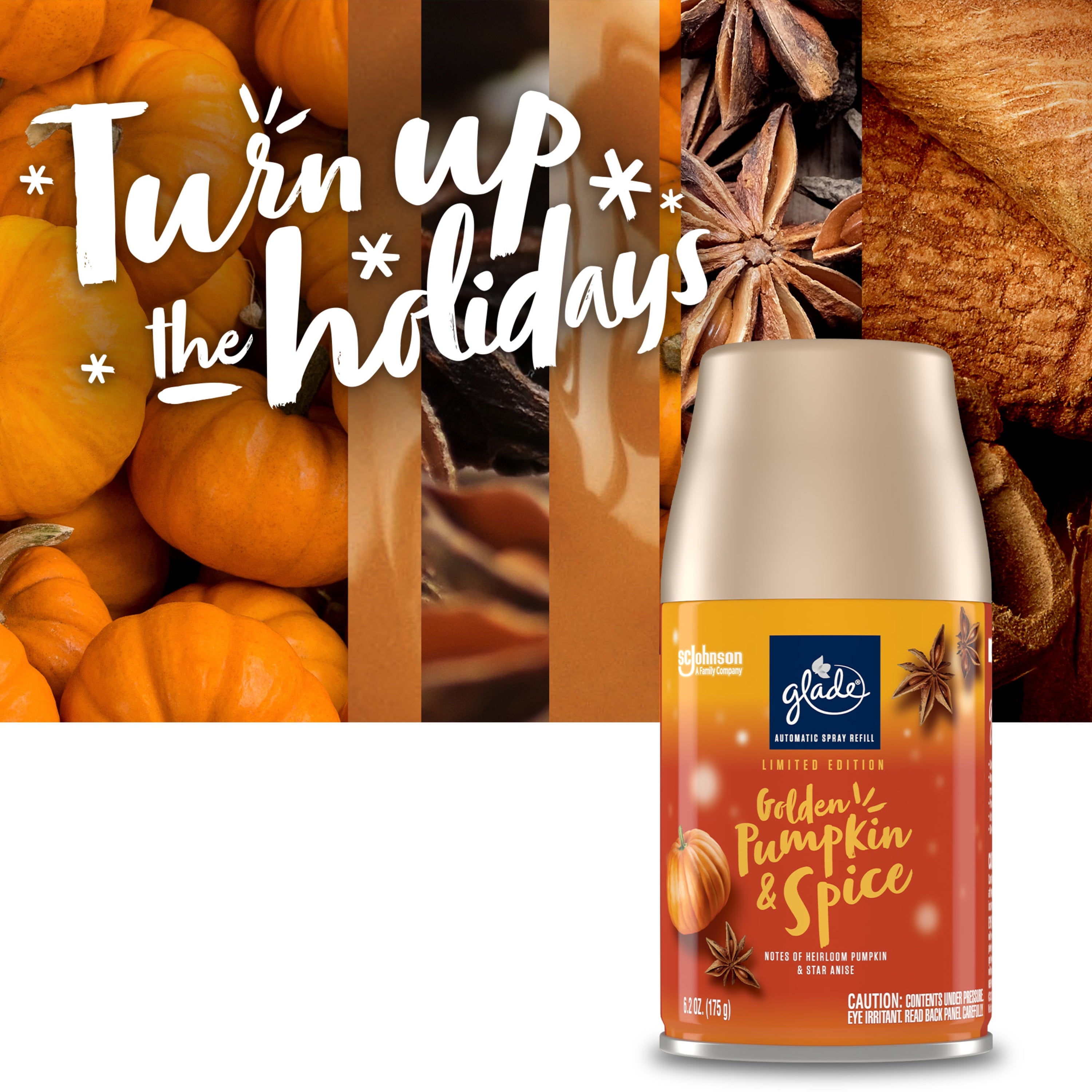 Glade Automatic Spray Refill, Air Freshener, Golden Pumpkin & Spice, 2 Refills, 6.2 oz Each