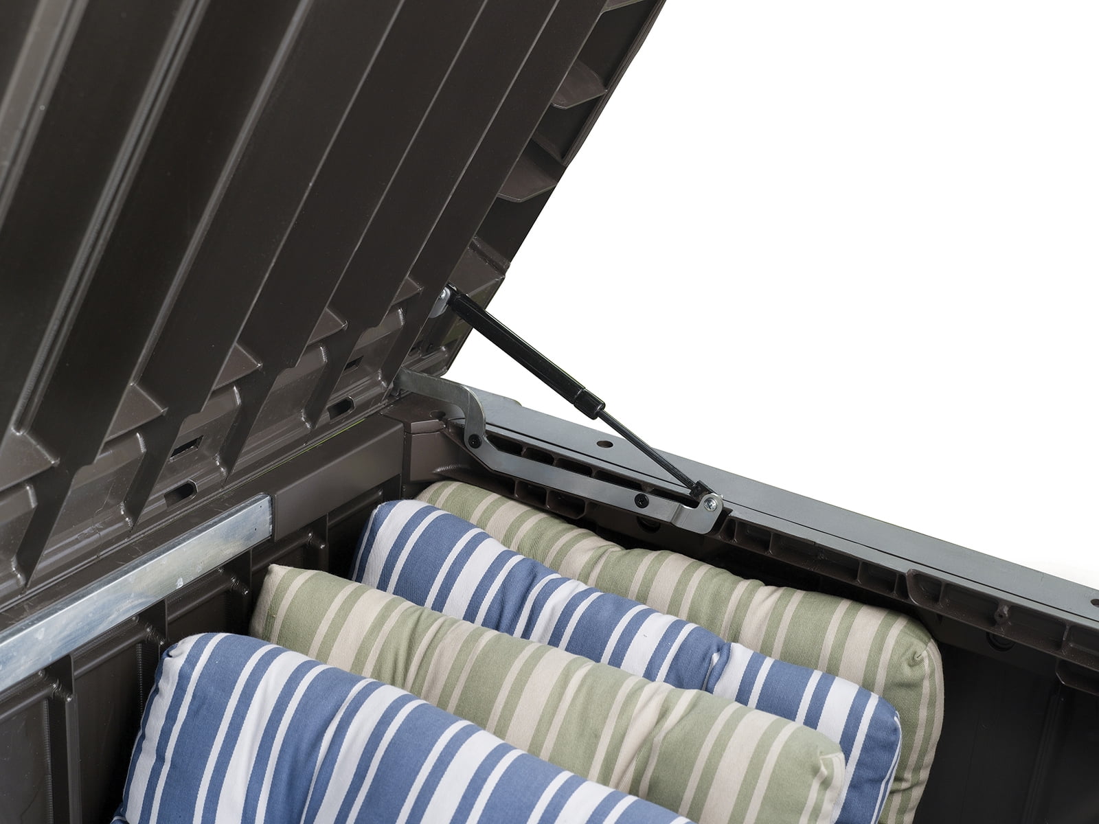 Keter Eastwood 150 Gallon Deck Box, Resin Wood Look Brown