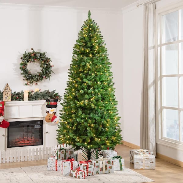 7.5 ft. Pre-Lit Artificial Christmas Tree, Warm White LED Light Holiday Home Xmas Decoration, Green 2