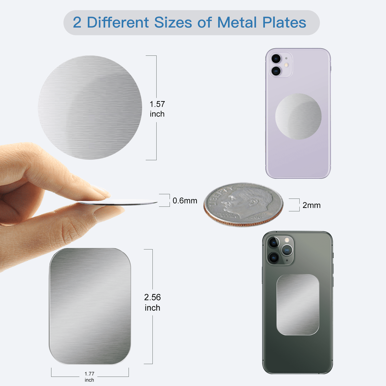 OWLKELA 10 Pack Mount Metal Plate, Phone Magnet Car Mount Holder, Cradle with Adhesive, 4R and 6 Rd