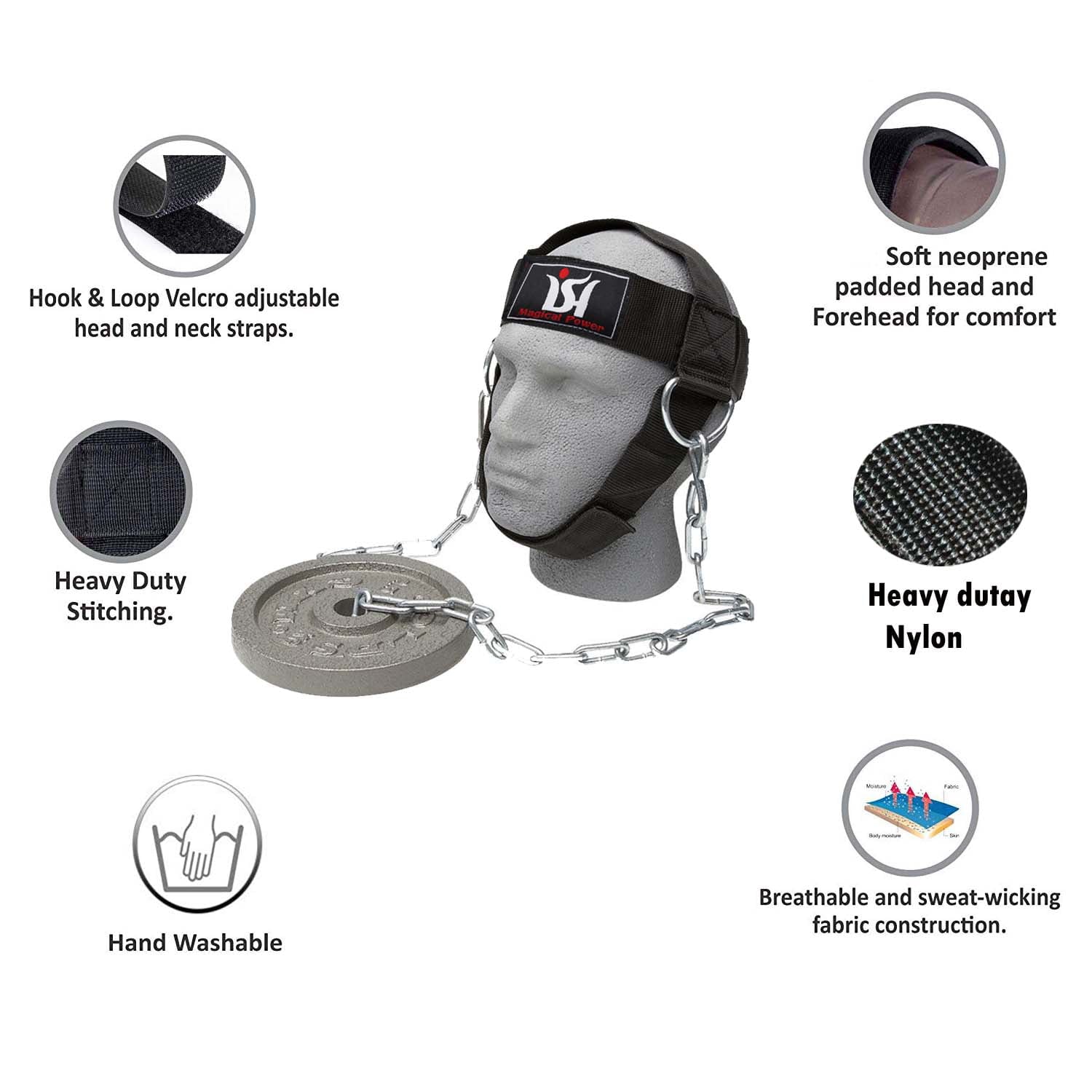 Weight Lifting Head Neck Harness Gym Workout Exercise Training Straps Belt New ISH Sports