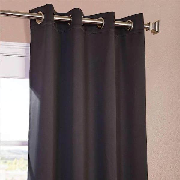 Semi-Opaque Jet Black Grommet Room Darkening Curtain - 50 in. W x 96 in. L (1 Panel)