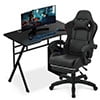 MoNiBloom Portable Standing Laptop Table with Host Rack and Ergonomic Gaming Chair with Footrest Recliner for Home Office