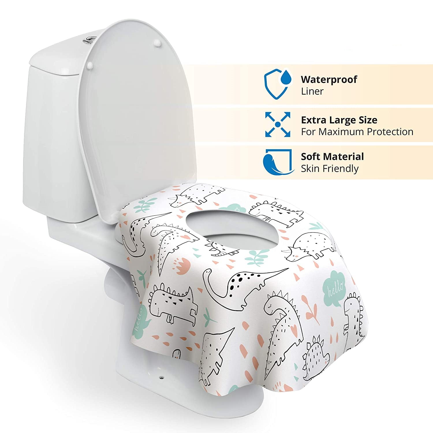 Disposable Toilet Seat Covers for Toddlers and Adults,Scheam 20 Pcs Extra Large Individually Wrapped Dinosaur Paper Potty Training Liners for Kids, Portablewith Non-Slip Adhesives, Potty Shield,Unisex