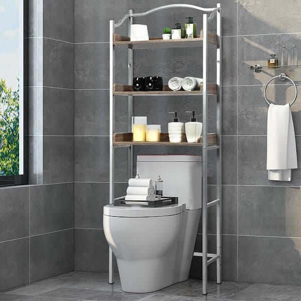 3-Tier Over-The-Toilet Freestanding Bathroom Spacesaver Storage Towel Rack in White
