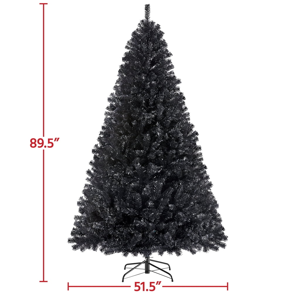 SmileMart Clear Prelit Incandescent Black Hinged Spruce Artificial Christmas Tree, 7.5'