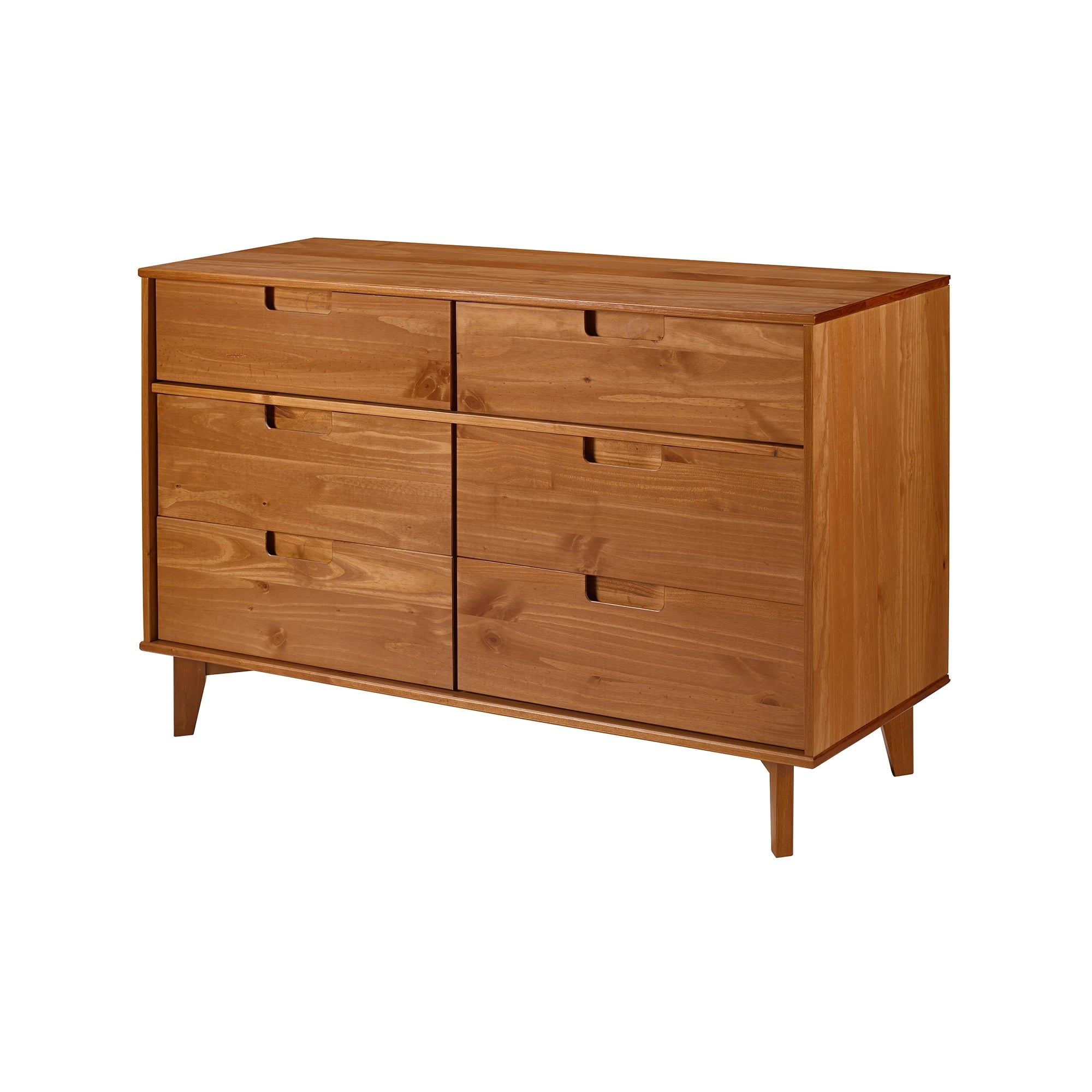 Walker Edison Sonoma 6-Drawer Solid Wood Caramel Dresser