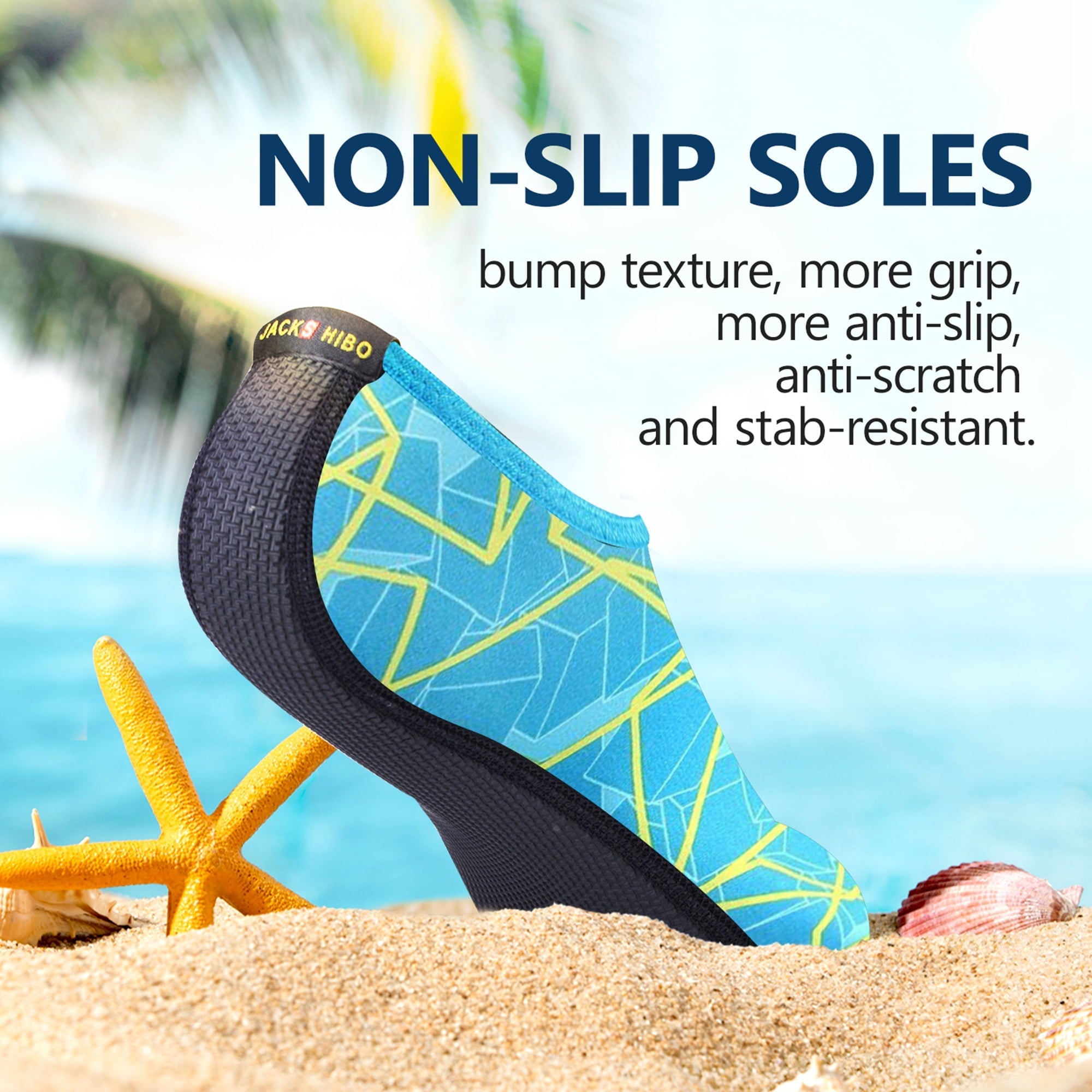 JACKSHIBO Women Aqua Socks Quick-Dry Barefoot Skin Water Shoes for Men Beach Yoga Exercise