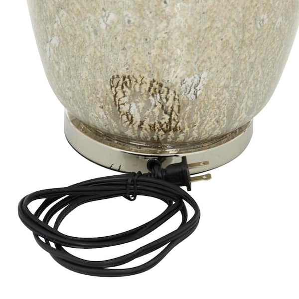 27 in. Silver Glass Task and Reading Table Lamp with Faux Mercury Glass Finish