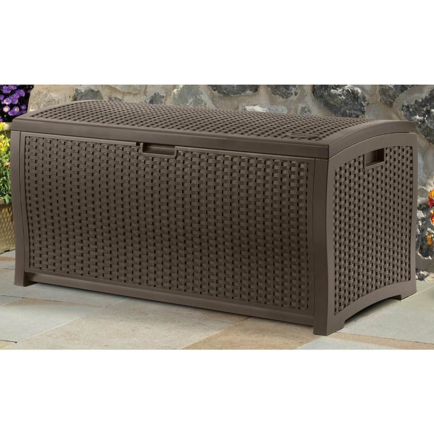 Suncast Resin 99-Gallon Deck Box - Mocha Brown - DBW9200- 52 in D x 27.5 in H x 27.6 in W