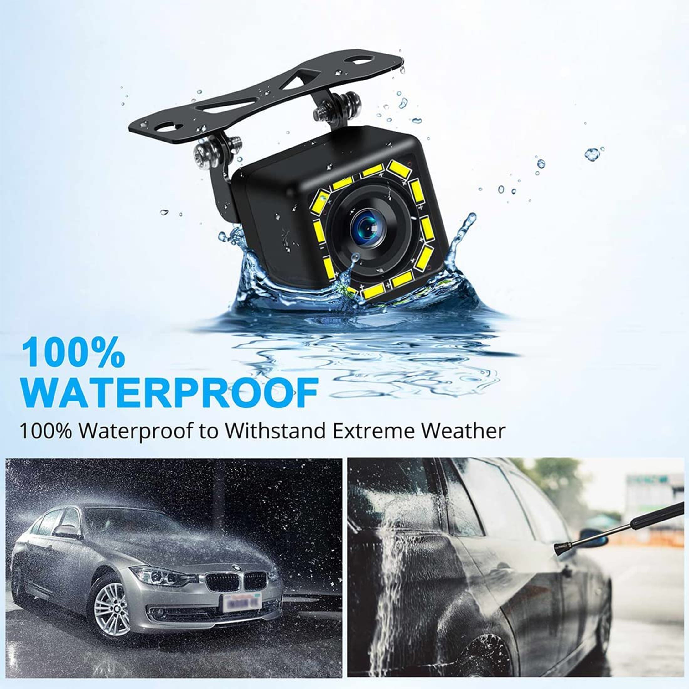 JMANCE Backup Camera for Car or Truck, Rear View Camera Ultra HD 12 LED Night Vision, Waterproof Reverse Camera