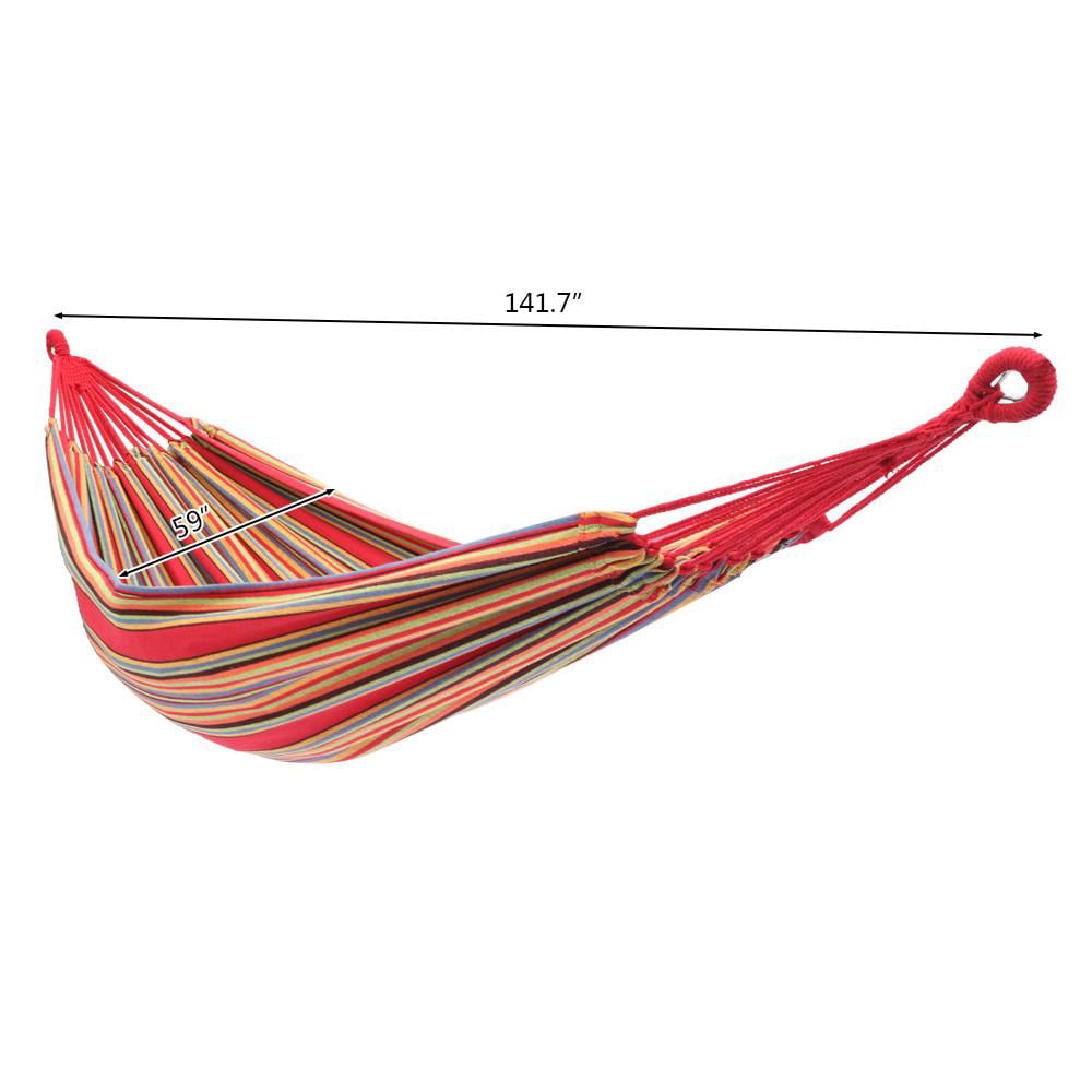 UBesGoo Polyester & Cotton Hammock Double Hammock Bed w/ Portable Carrying Bag Red Strip