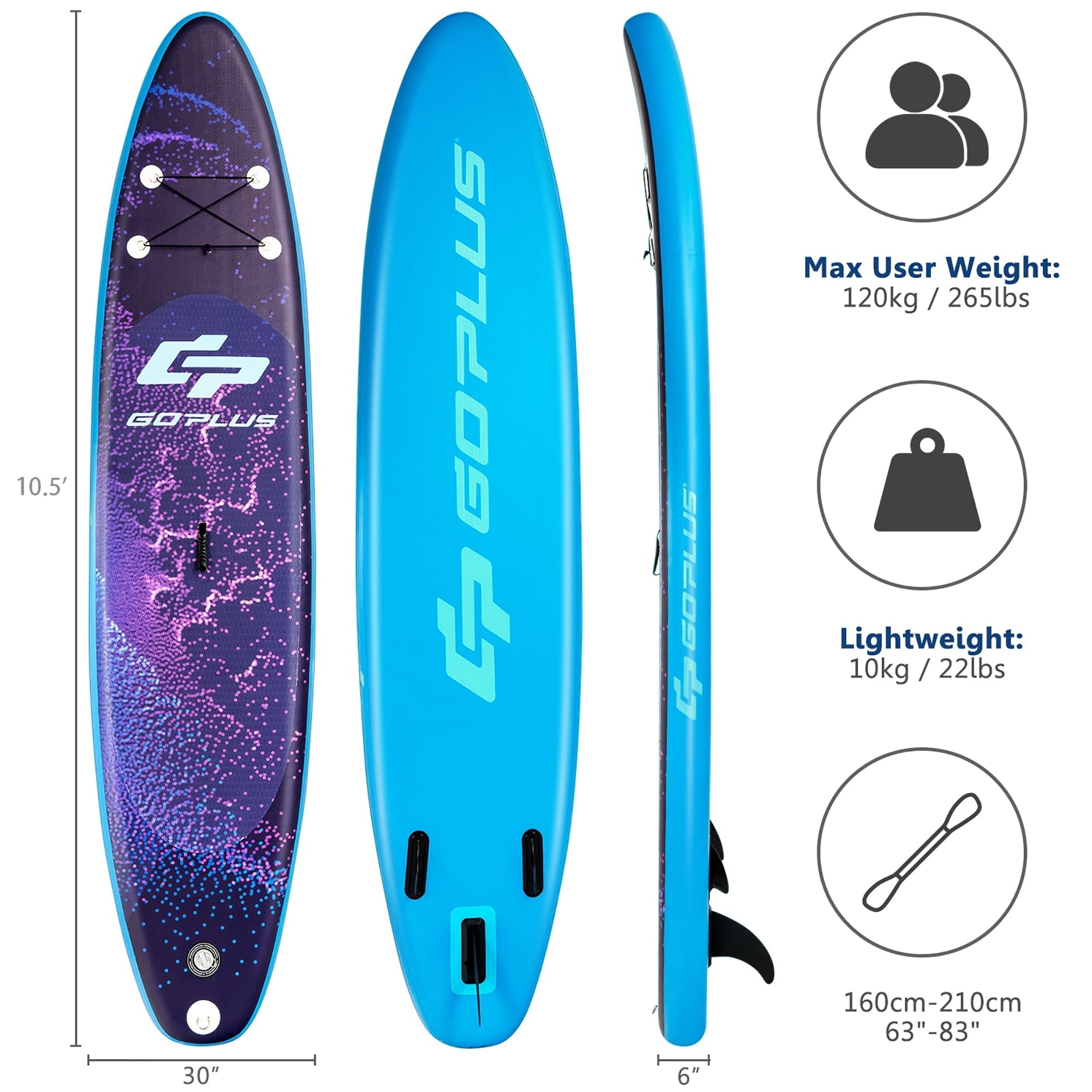 Goplus 10.5' Inflatable Stand Up Paddle Board Surfboard W/Bag Aluminum Paddle
