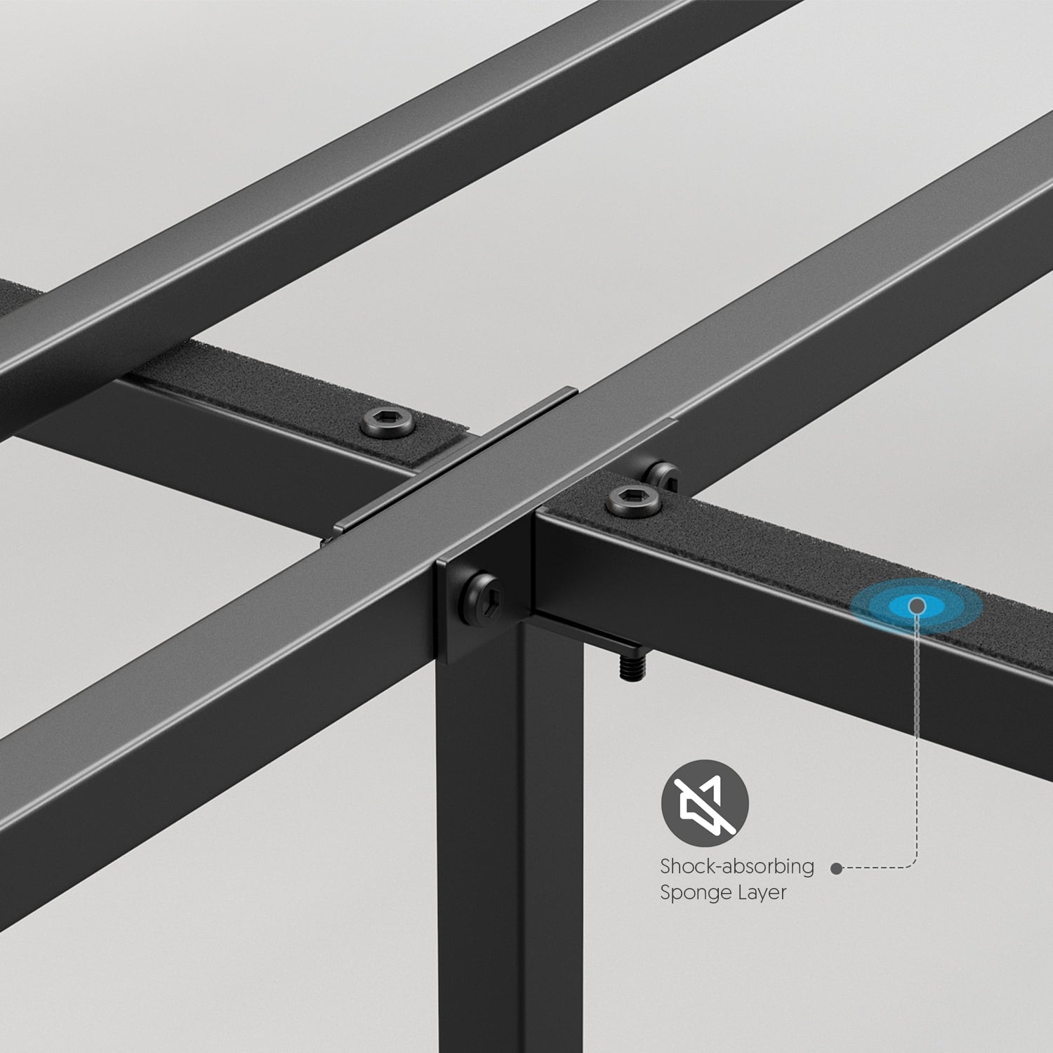 Queen Size Bed Frame Steady Steel Platform with Wood Headboard/Footboard