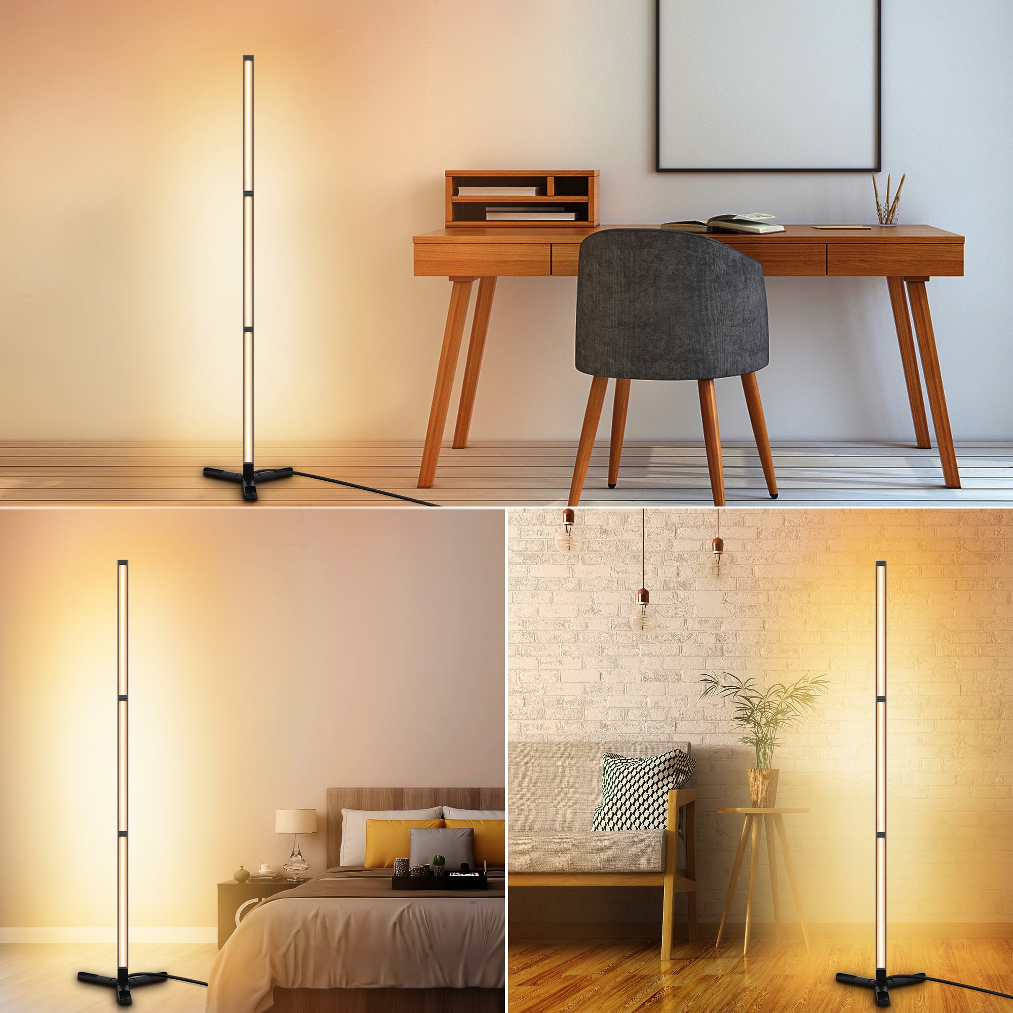 Floor Lamp Mood Light Reading Light Corner Standing Lamp for Living Room, Bedroom, Office or Study Room - Warm White