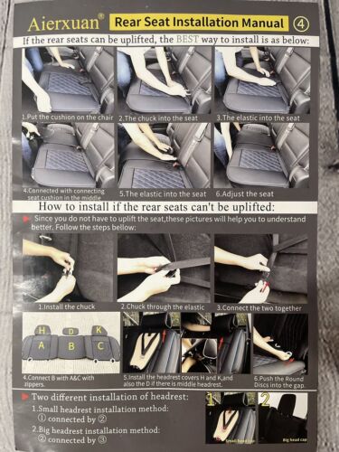 Aierxuan Faux Leather Full Set Seat Covers blk/white Chevy, GMC Sierra - '07-'23