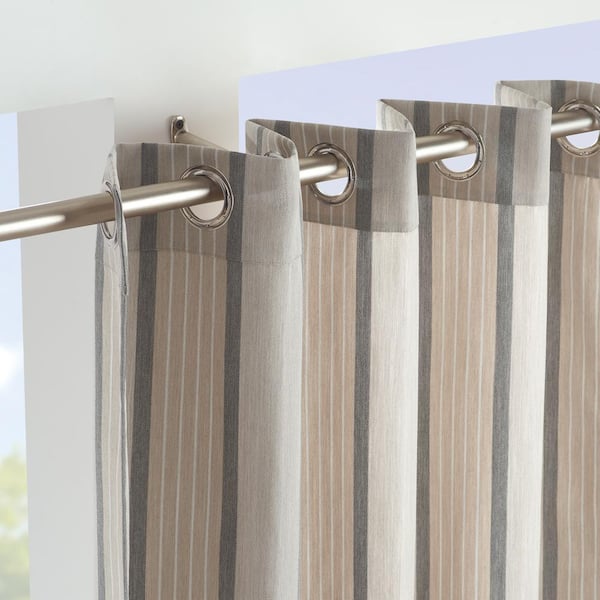 Cove Pebble  Stripe Pattern  Acrylic 50 in. W x 84 in. L Light Filtering Single Outdoor Grommet Panel