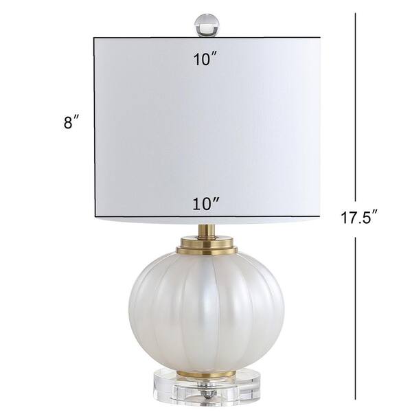 Pearl 17.5 in. Glass/Crystal LED Table Lamp, White/Brass Gold