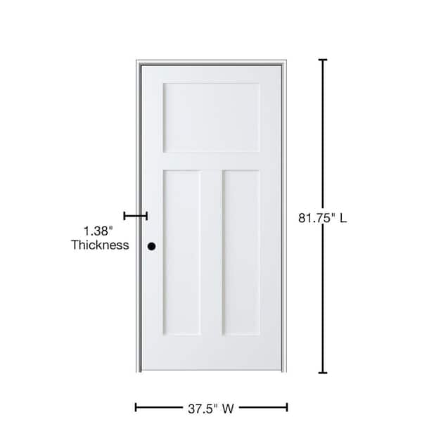 Shaker Flat Panel 36 in. x 80 in. Right Hand Solid Core Primed HDF Single Pre-Hung Interior Door with 6-9/16 in. Jamb