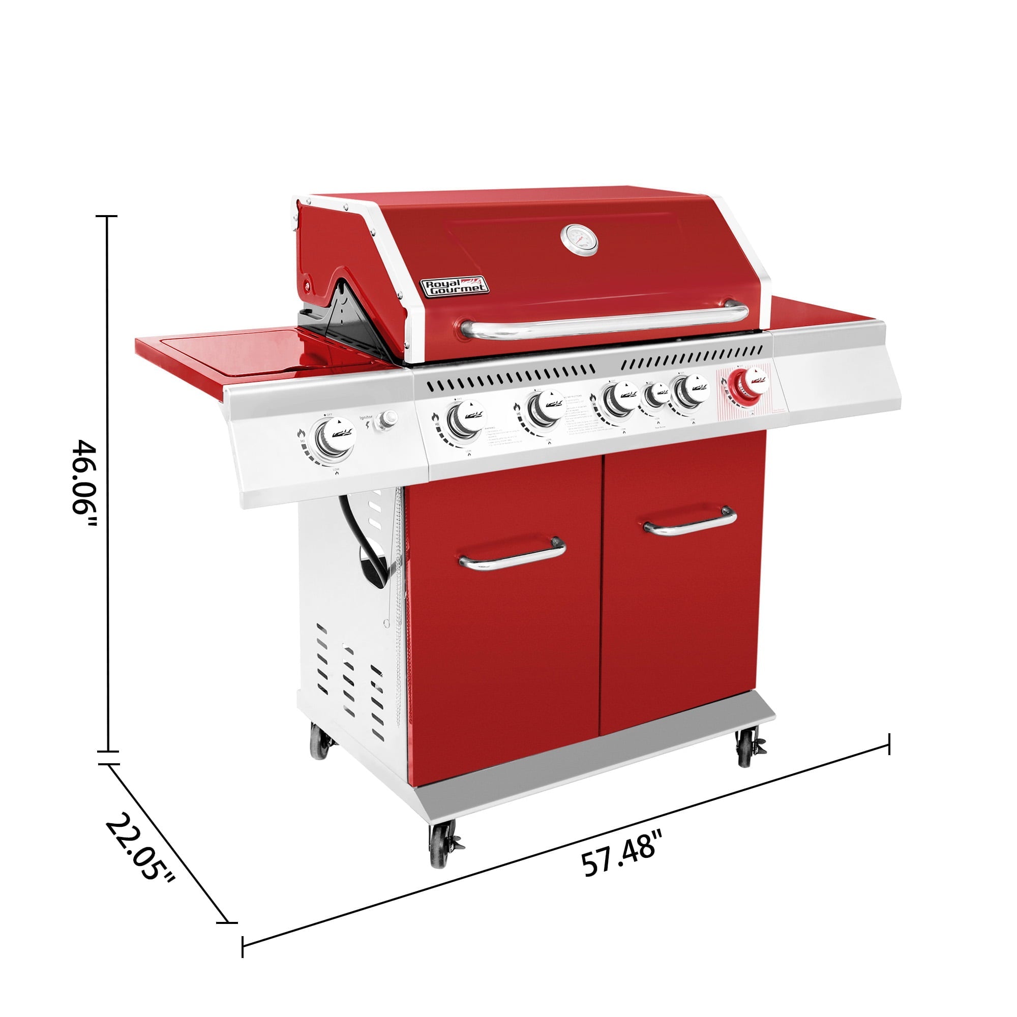 Royal Gourmet GA5403R 5-Burner BBQ Cabinet Style Gas Grill with Rotisserie Kit, Rear Burner, Sear Burner and Side Burner