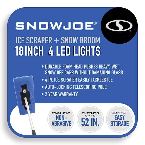 18 in. 4-in-1 Telescoping Snow Broom and Ice Scraper with Headlights