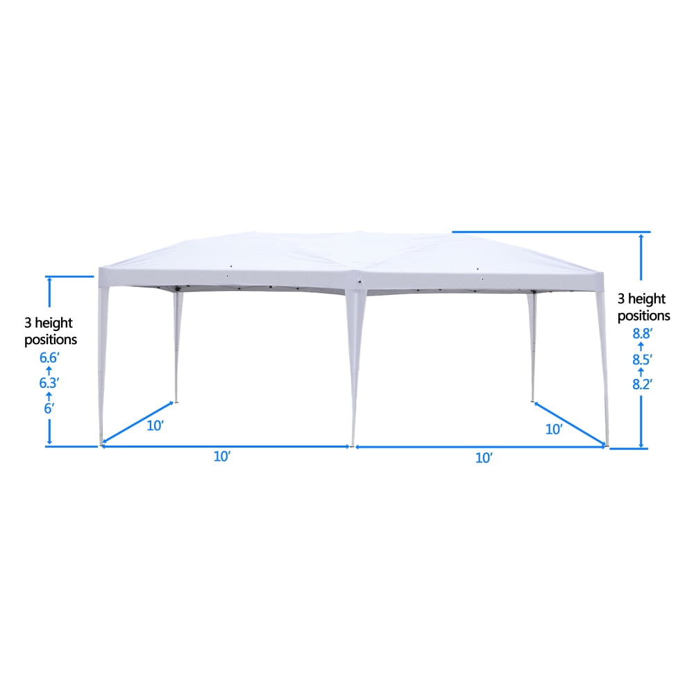 UBesGoo Easy Pop Up Canopy Party Tent, 10 x 20-Feet, White with 4 Removable Sidewalls