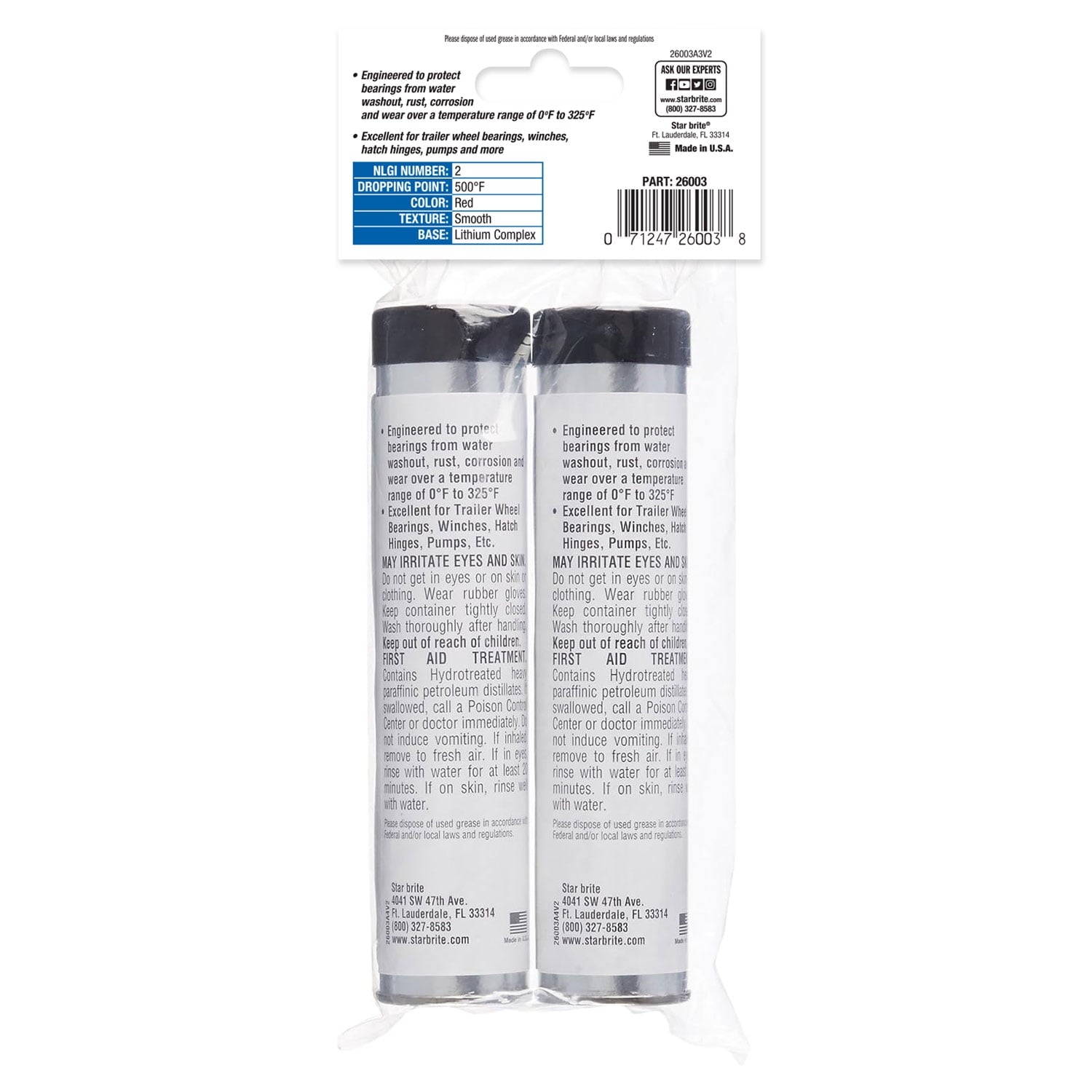 STAR BRITE Wheel Bearing Grease -3 OZ. Cartridges 2 Pack