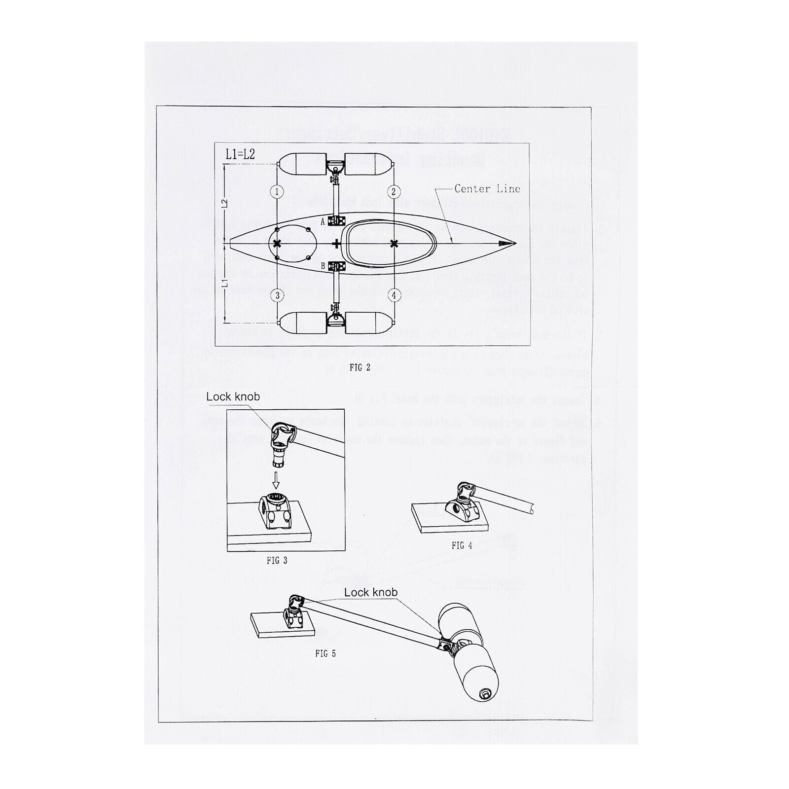 Kayak Canoe PVC＆Aluminum Stabilizer System Outrigger Arms Fishing Sidekick Kit