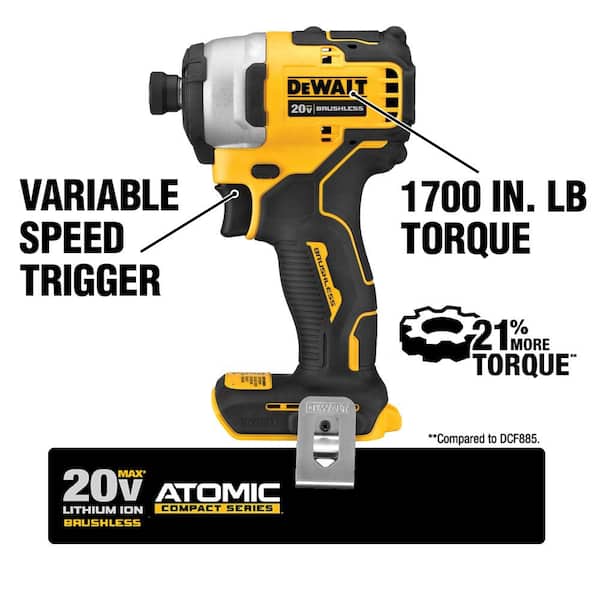 ATOMIC 20V MAX Cordless Brushless Compact Drill/Impact 2 Tool Combo Kit with (2) 1.3Ah Batteries, Charger, and Bag