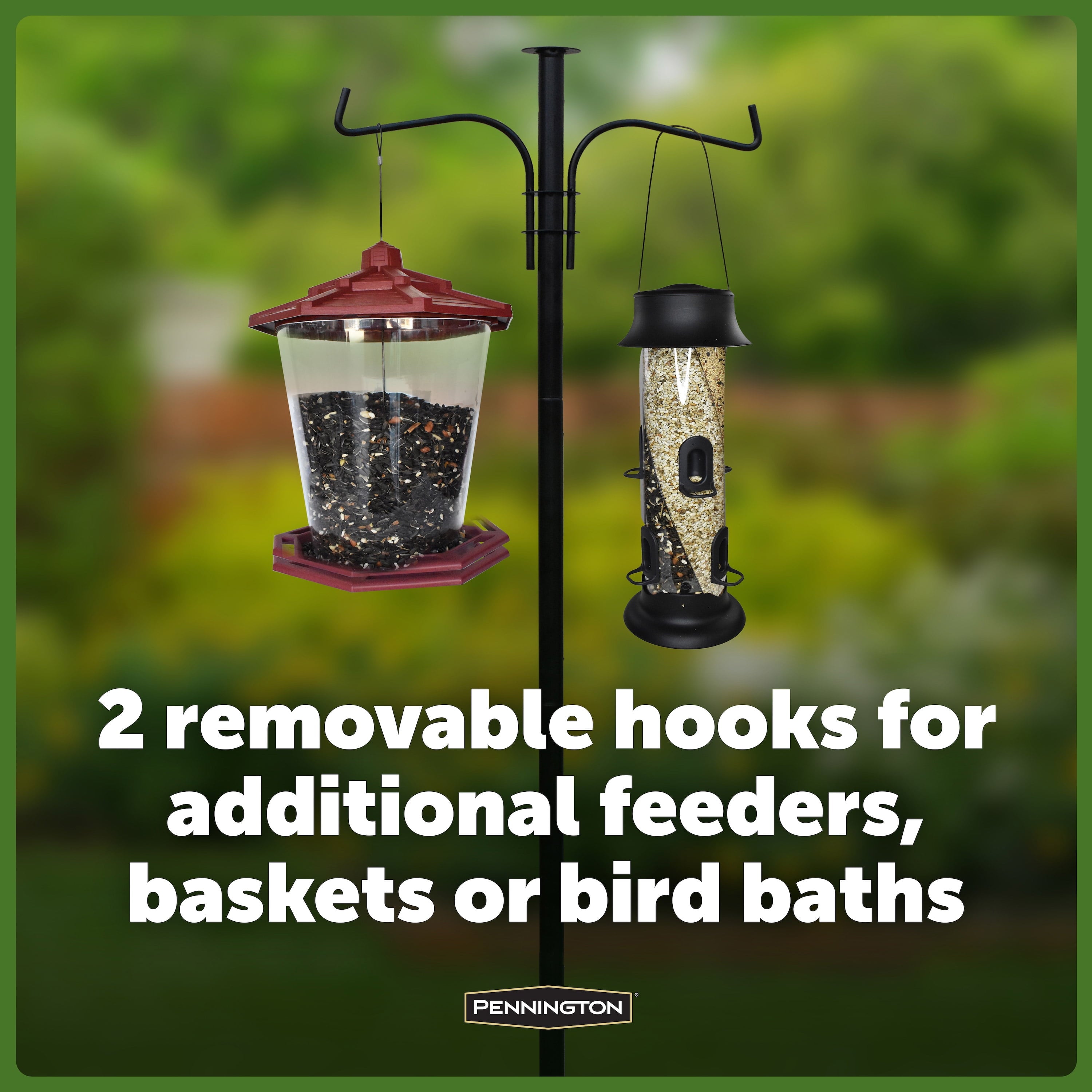 Pennington Premium Wild Bird Feeder Pole Plus, 5 feet Installed Height, Black