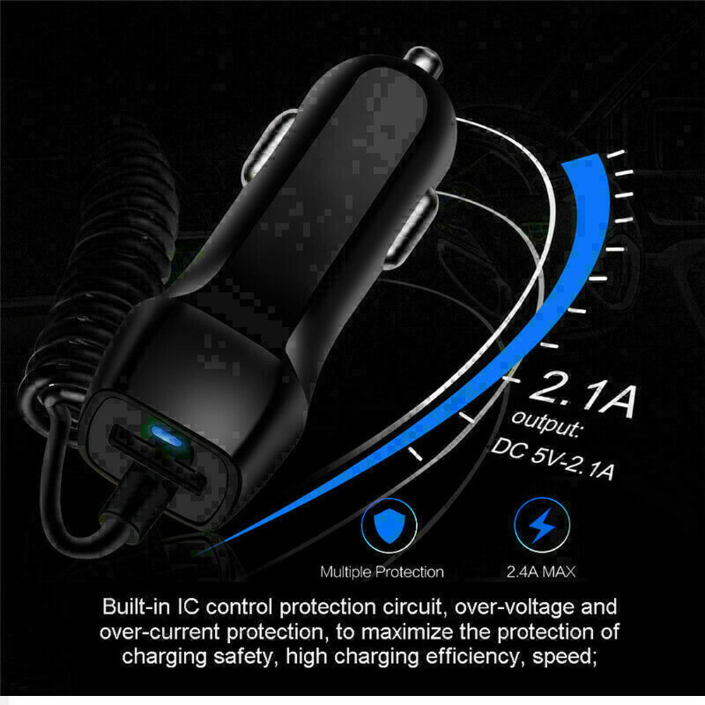 USB Car Charger For iPhone 13 12 11 Pro Max 8 7 + Fast Charging With Extra Cable (4.9ft)