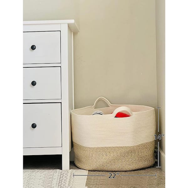 22 in. x 14 in. Large Cotton Rope Basket, Toy Basket for Kids