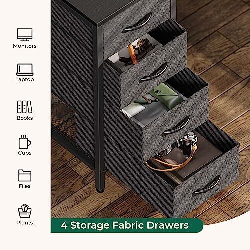 55 Inch Computer Desk With 4 Drawers Gaming Desk With Led Lights & Power Outlets