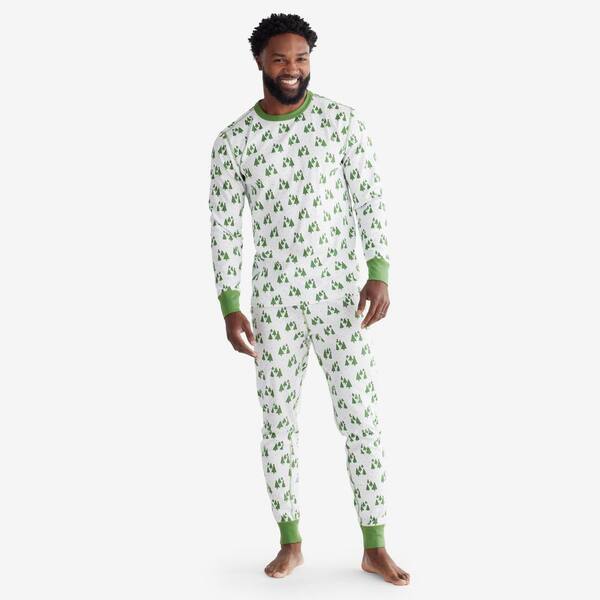 Company Cotton Organic Family Snug Fit Pines Men's Large White/Green Long-Sleeve Set