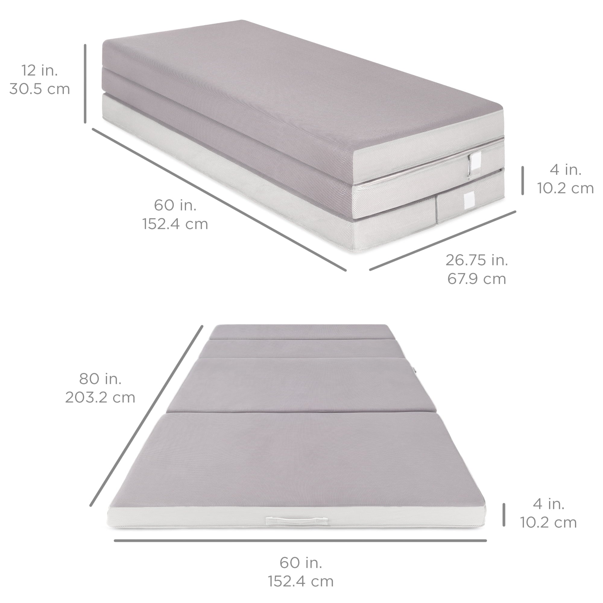 Choice Products 4in Thick Folding Portable Queen Mattress Topper w/ Carry Case, Plush Foam, Washable Cover