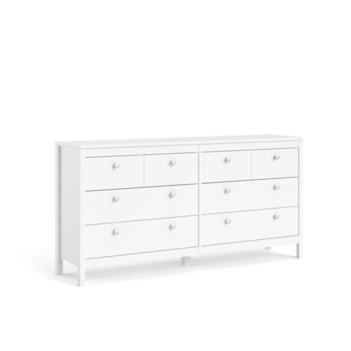 Madrid 8 Drawer Double Dresser , White