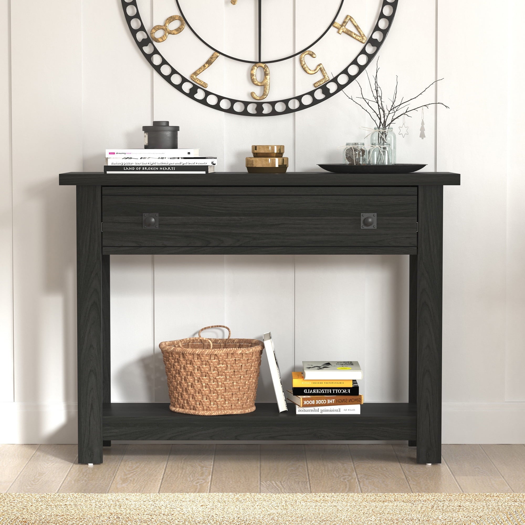 Coover Wood Console Table with 1 Drawer, Black