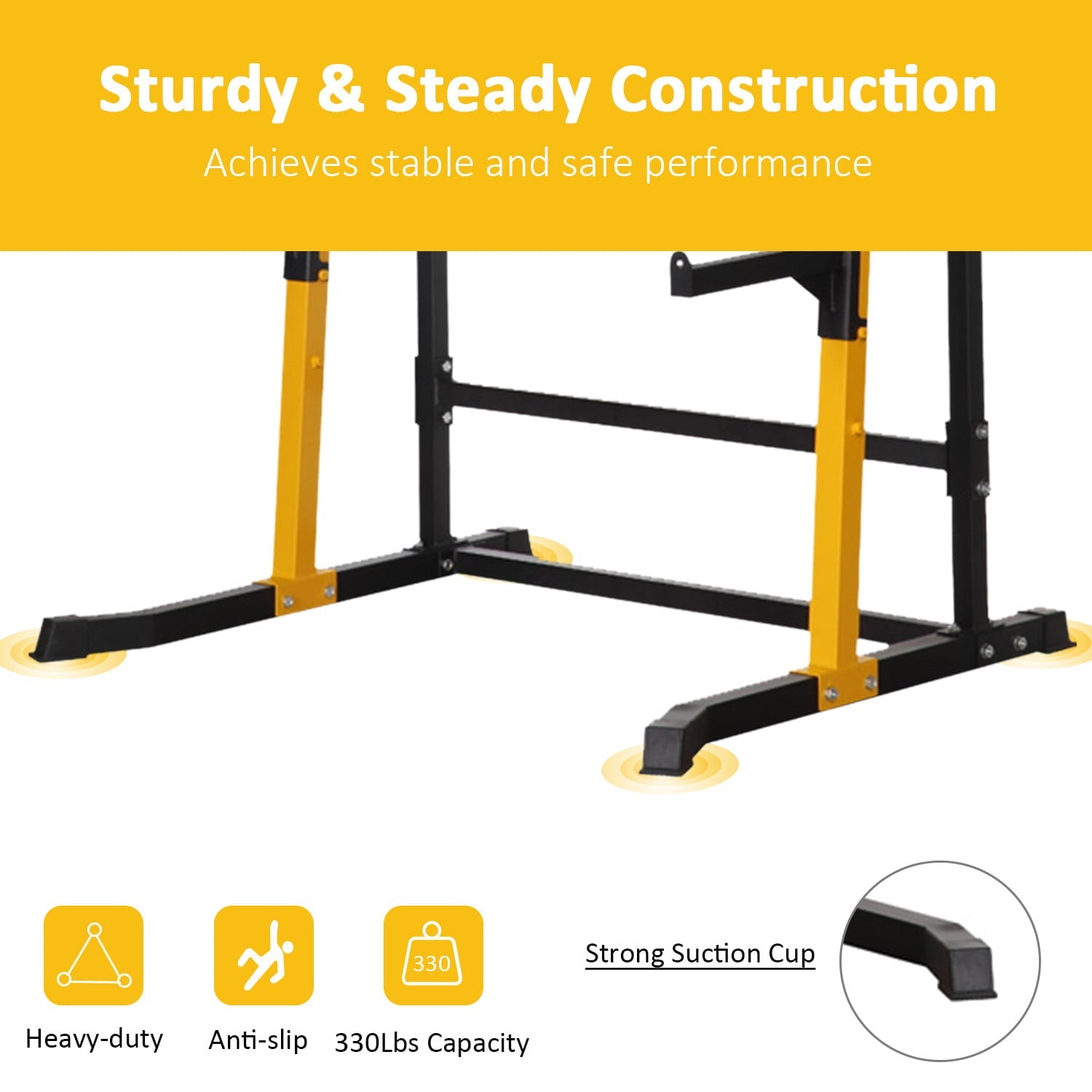 Wesfital Multi-Function Power Tower with Adjustable Barbell Rack Barbell Holder Home Fitness Equipment, Yellow