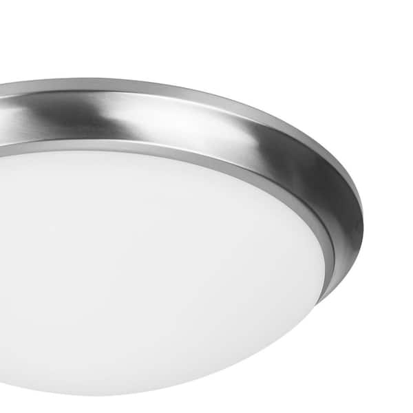 Withers 13 in. Light Brushed Nickel Adjustable CCT CCT Integrated LED Dimmable Round Globe Flush Mount Ceiling Light